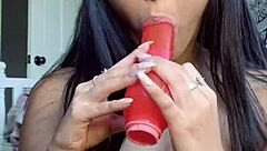 Cute Asian Strips and Plays with Dildo, Teasing You