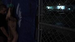 Bondage played rough in outdoor public sex with Anya Olsen.