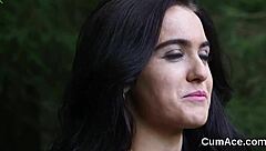 Why does this unusual looker get cumshot on her face while sucking all the ejaculate?