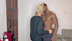 Teen stepson caught jerking off and gets a big cock from hung black in HD video