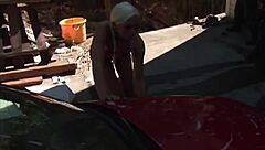 Blonde Gives Blowjob During Car Wash Session
