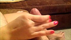 Wife gives our friend a birthday handjob with happy ending!