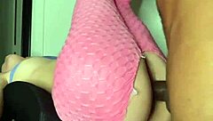 big booty pawg blonde gets fucked by big black cock on table in homemade interracial scene