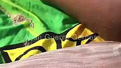 Big cocked guy cums inside of girlfriend's pussy after seeing her bikini tan lines