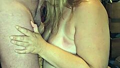 Mature wife gives a blowjob to her husband