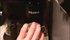 Chloe Lamb receives blowjob and tit play on kitchen countertop before missionary fucking