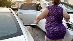 ssbbw milf twerking big ass for black cock blowjob in car