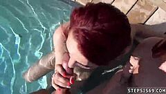 Amateur Blonde Teen's First Threesome with Huge Tits?