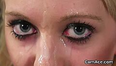 does nasty stunner get cumshot on face eating jizz?