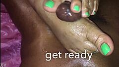 Indian girl gets big black cock footjob and cumshot!