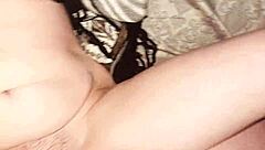 My amateur girlfriend experiments with huge dildo