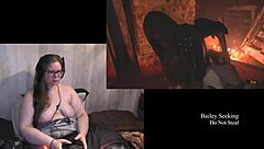 Big-boobed brunette explores the horrors of Ranch in nude gameplay