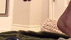 Guy pounds his ass with a huge dildo until he squirts. Intense anal masturbation in the shower.