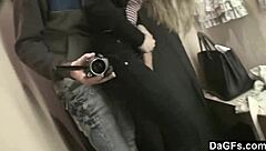 Blonde Teen 18+ Fingers Pussy At Tanning Saloon