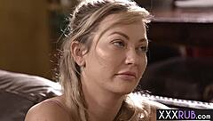 Big-assed blonde and brunette lesbians indulge in hot foreplay and pussy licking