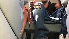 Ebony hottie gets her pussy pounded by a BBC in a van