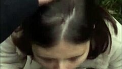 deep throat blowjob in forest public pov with big cock