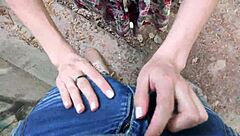 Cute Skinny Girl Gives Deep Blowjob On The Street POV! Cumshot On Tits Close Up!