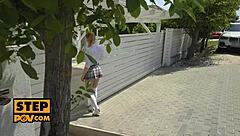 stepsis babe gets ass fucked hard in trio