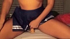 brunette student on webcam rides sex toy to orgasm
