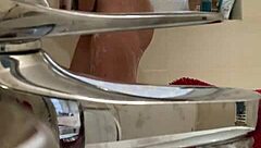 Spy fit girl having orgasm in shower