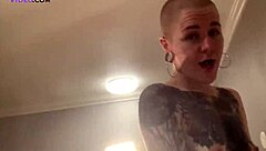 Tattooed beauty Ravenna gives a deepthroat blowjob in a POV video