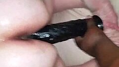 Big ass amateur bbw riding big black dildo