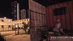 Bondage girl in nylon gets dominated