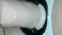 She pounds his ass with a huge dildo in naughty toys amateurs sex session
