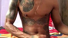 Gay masturbation with a hard dick in a gay sex video
