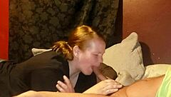 Yo, check this hot milf giving a wild blowjob in the bedroom!