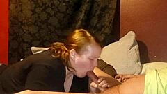 Yo, check this hot milf giving a wild blowjob in the bedroom!