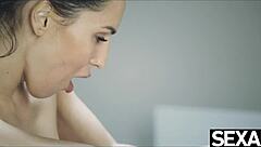 Blonde squirts intensely during fingering!