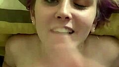 Jenn gets covered in cum from monster cock