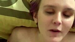 Jenn gets covered in cum from monster cock