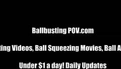 Femdom humiliation with ball kicking punishment in POV
