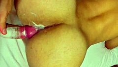 Twink's greedy ass devoured bareback until foam emerges fully on red platform