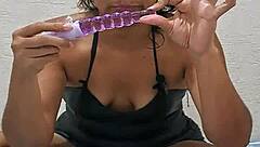 Unboxing My New Fuck Machine for Intense Brunette Wife Masturbation