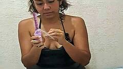 Unboxing My New Fuck Machine for Intense Brunette Wife Masturbation