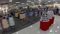 Blonde babe spied picking up guys in public mall