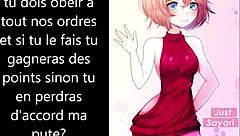 Hentai femdom guides jerk off with ice, pet, CBT in DDLC