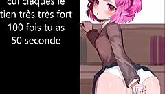 Hentai femdom guides jerk off with ice, pet, CBT in DDLC