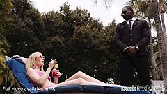 Kinky Emma Starletto rides BBC bodyguard in wild interracial drilling.