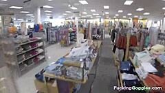 Blonde babe spied picking up guys in public mall