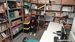 Lp Officer's Massive Cock Roughly Fucks Shoplifter's Tight Pussy In Spread Eagle Position