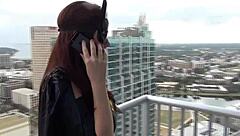 batgirl drains the villain's cock with her nylon footjob to save the city.