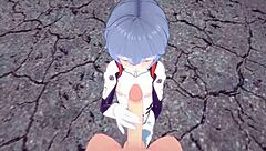 rei ayanami in a pov scene from evangelion
