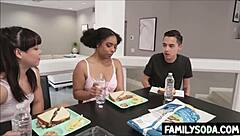 Stepbro and stepsis engage in taboo orgy with friends