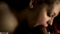 German girlfriend begs for cum inside while standing up