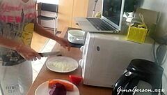 Cooking Russian Borscht At Home With Blonde Teen